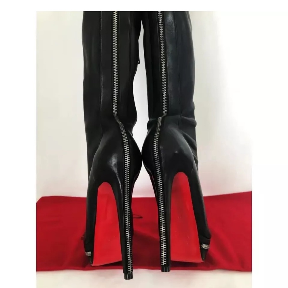 Christian Louboutin  Thigh high platform stiletto boots with back zip